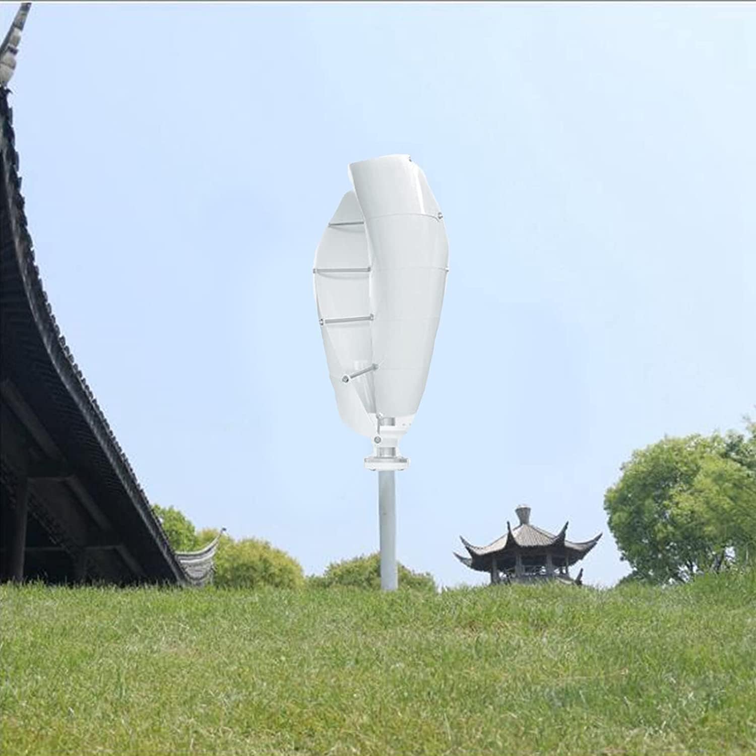 LiuSj JUnSt White Low Noise Wind Turbine,9000W AC Spiral Vertical Wind Power Generator for Home Factory Use (2 Blades)