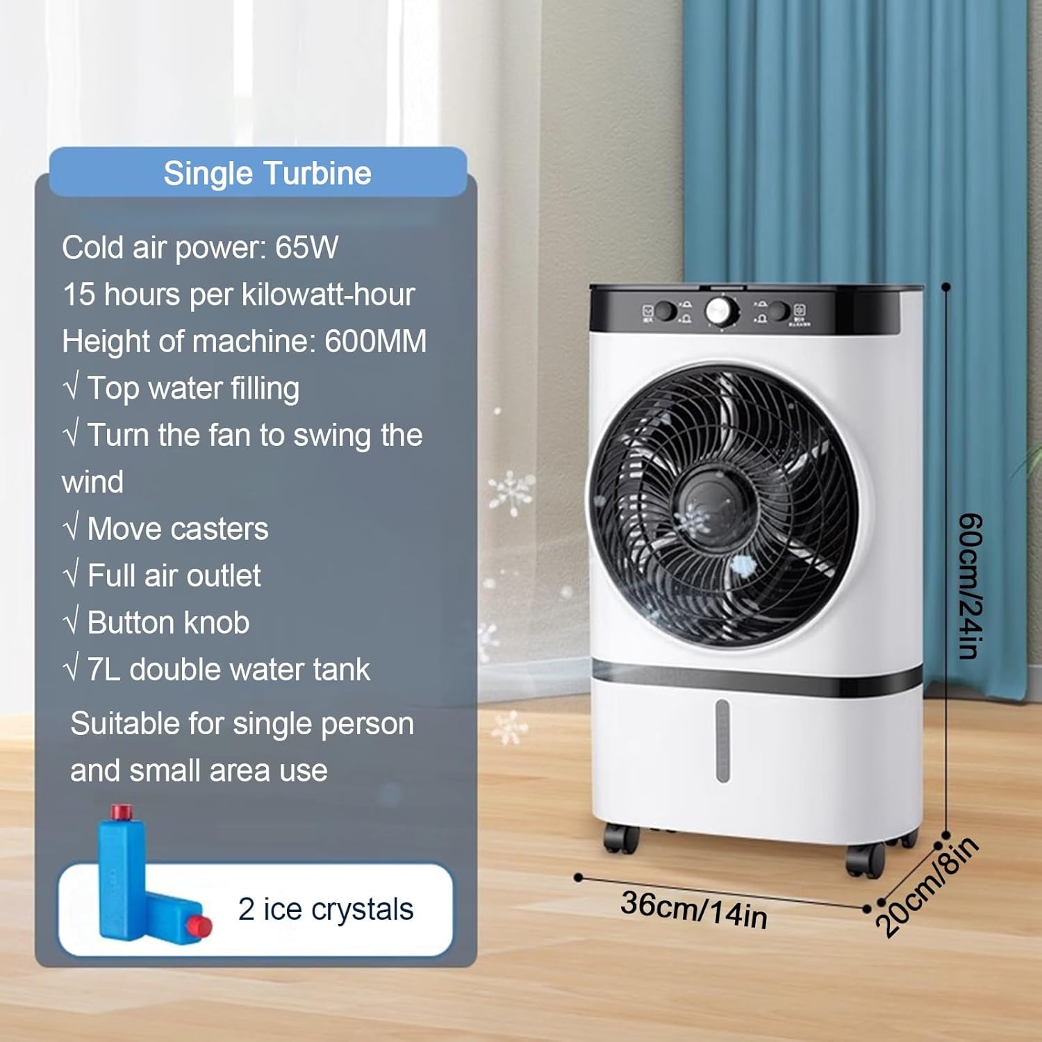 Portable Air Conditioners, Evaporative Air Cooler Fan for Home & Office, 3 Speeds, for Bedroom Office Home