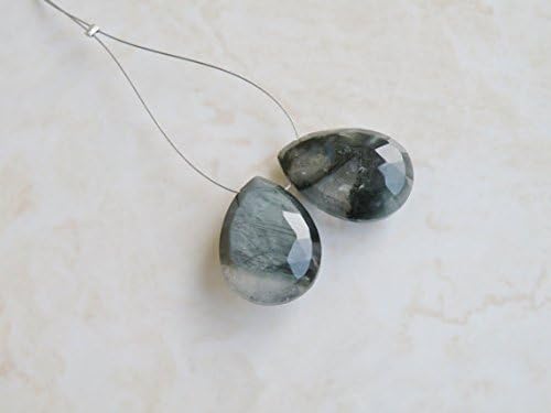 Rare Cat's Eye Chrysoberyl Gemstone Faceted Teardrop Briolette 20mm 2 beads