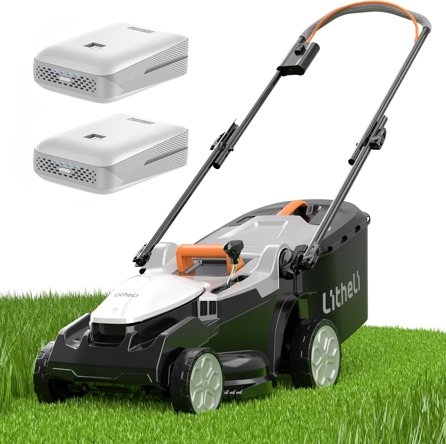 Litheli 16 Inch Lawn Mower 20V Electric Mowers for Garden Yards, Lightweight Cordless Lawnmower with 6-Position Height Adjustment, 2 x 4.0Ah Battery Include