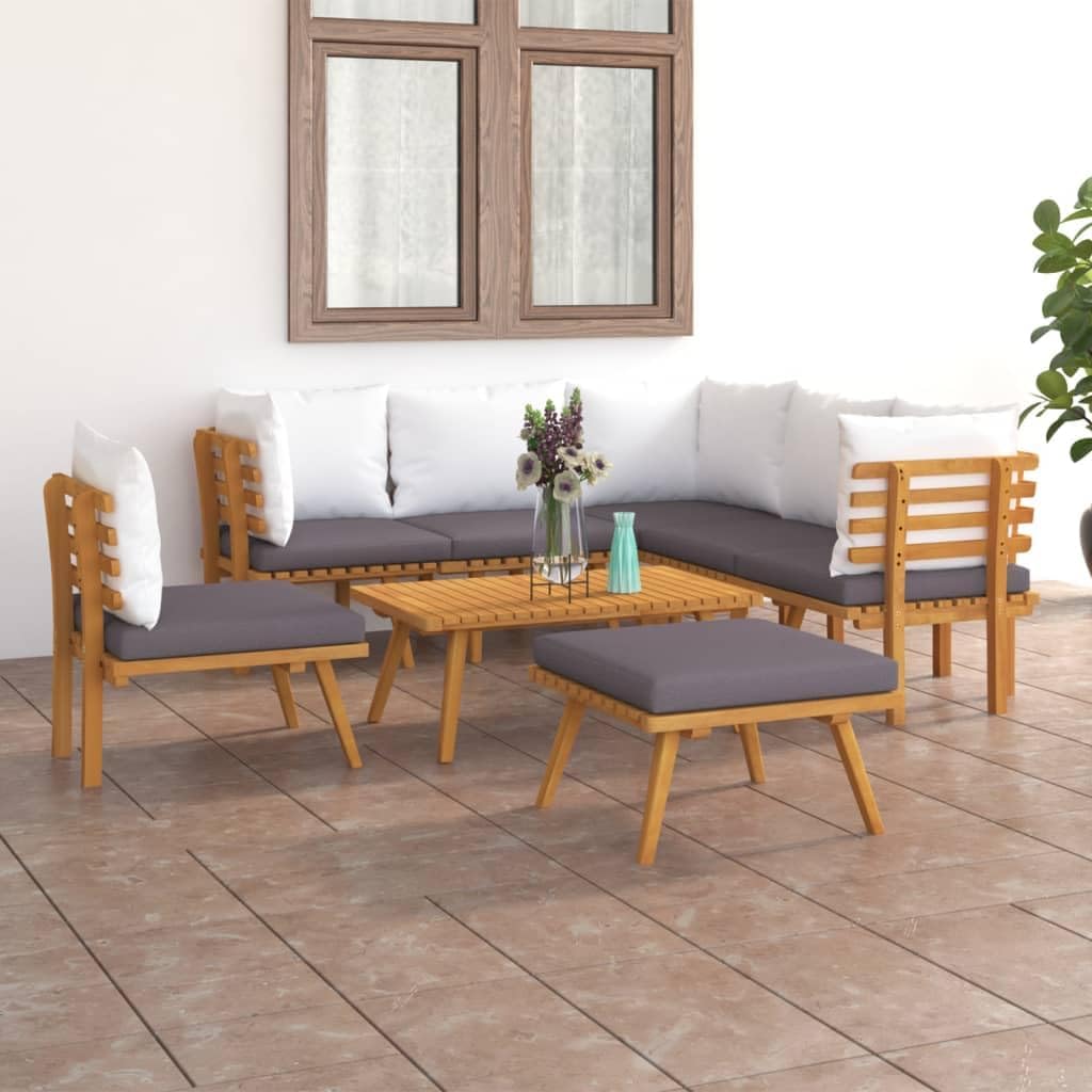 Furniture Sets 8 Piece Patio Lounge Set with Cushions Solid Acacia Wood,Durable Acacia Wood Patio Lounge Set with Plush Cushions for Relaxing and Entertaining Garden Conversation Sets