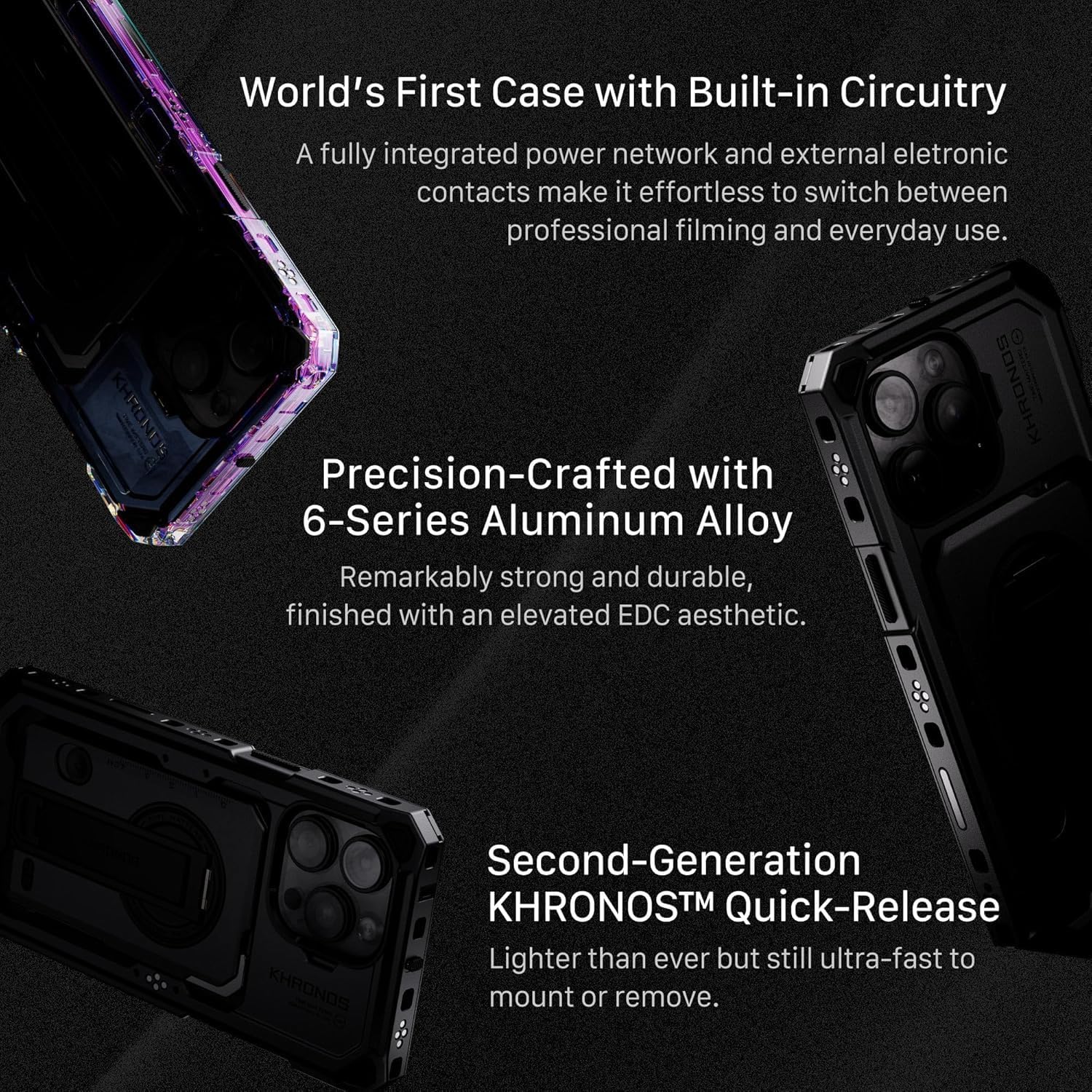 Tilta Khronos Handheld Kit Compatible with iPhone 16 Pro Max – Space Gray | Mobile Filmmaking Accessories | Phone Camera Cage & Video Rig | 0.6 + 1.2 ND Filters | Focus Handle | TK-IP16-PMA-SG