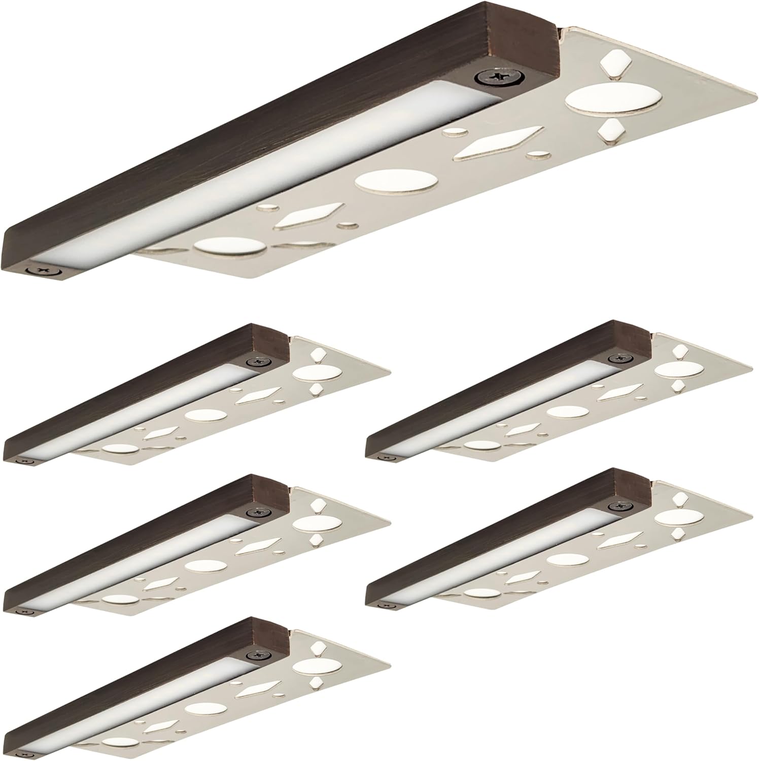 LUMENGY 7-inch 1.5w Super Slim LED Brass Hardscape Light, 3 Mounting Plates for Paver Steps, Walls, Decks and Ceiling, 2700k, No Visiable Screws, Easy Installation, 50K Lifespan (6-Pack)