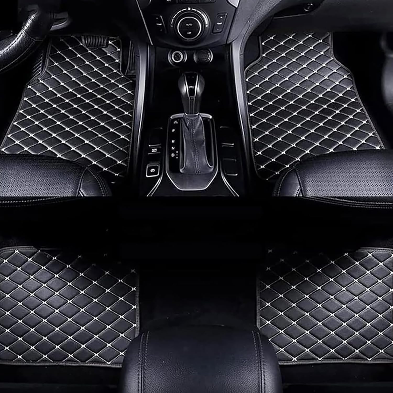 4 Pcs Leather Car Floor Mats for BMW i8 2014 2015 2016 2017 2018-2020, Custom Front Rear Row Foot Pads Liners Waterproof Anti-Slip Carpet Protection Interior Accessories,C/Black-Beige