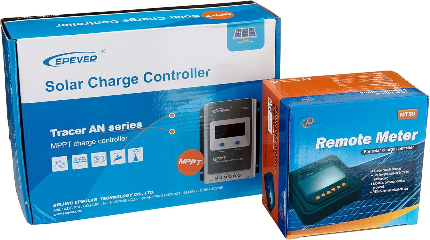 EPEVER MPPT Solar Charge Controller 30A 100V PV 3210AN Negative Ground with MT50 Remote Meter Temperature Sensor PC Communication Adapter