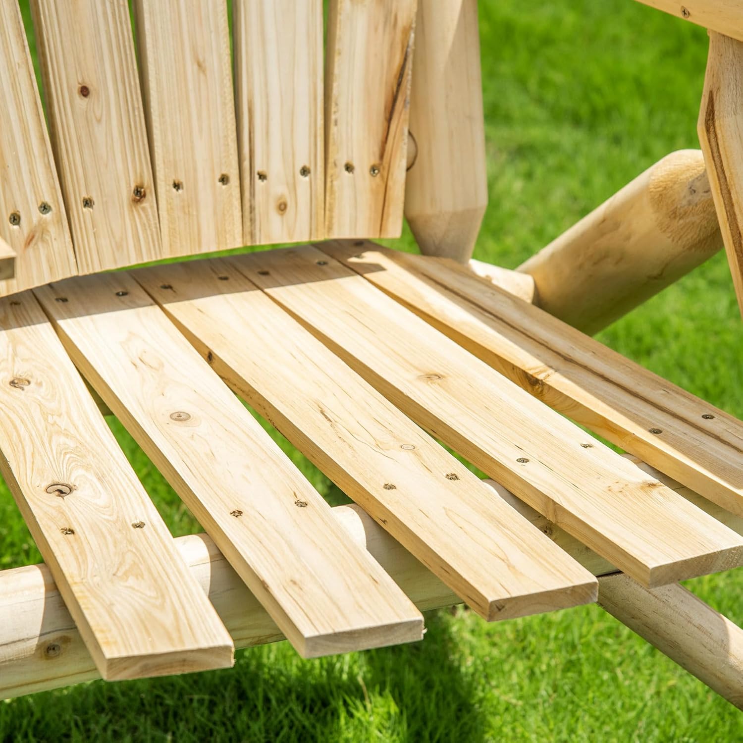 Wooden Chair with Table for Outdoor Spaces, 2 Patio Fire Pit Chair, Natural Finish Deck, Porch, Backyard Table,