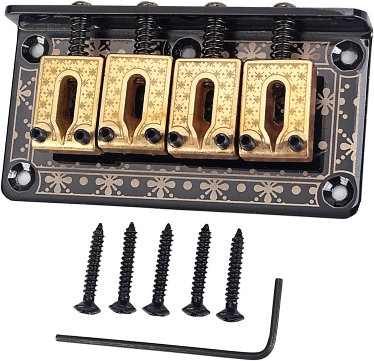 Guitar Bridge System Set 1 Set 4-String Guitar Saddle Bridge for Cigar Box Guitar/Bass Guitar/Ukulele Accessory String Space