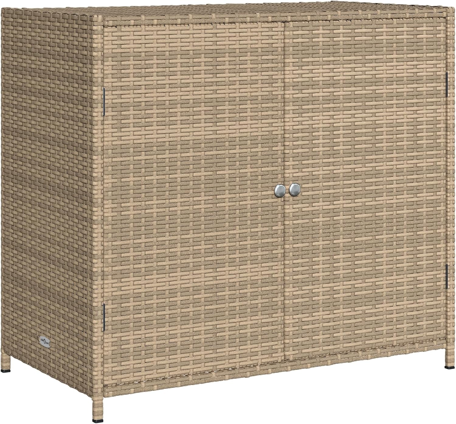 vidaXL Outdoor Storage Box 80 Gal Deck Box PE Rattan with Water-Resistant Bag, Beige 32.7