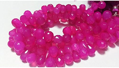 13 inch natural beads strand of 9x12mm faceted drop pink chalcedony gemstone briolletes beads for DIY jewelry - necklace, bracelet, earring, ring.