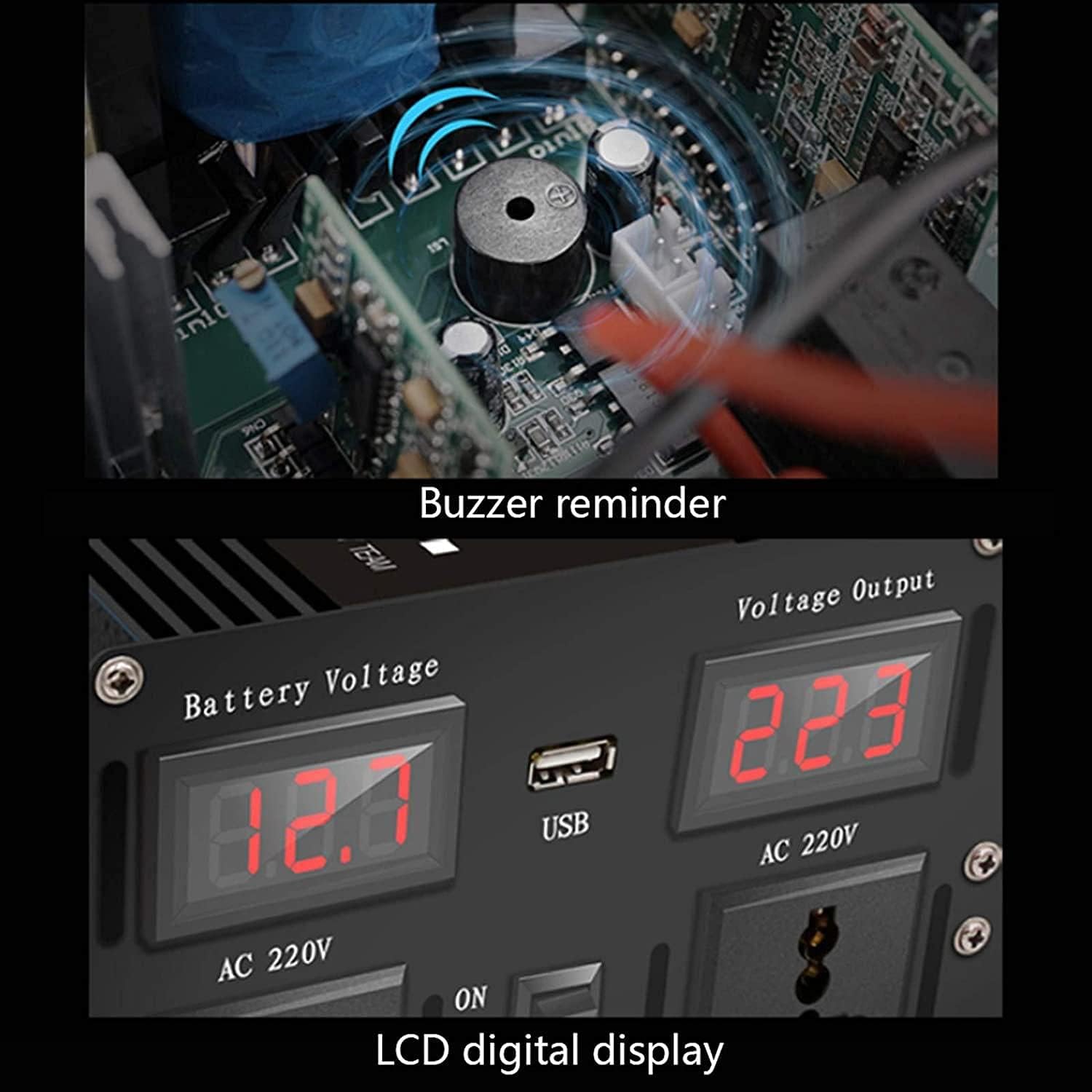 4000w Peak Value 8000w Pure Sine Wave Voltage Inverter Converter Car Power Inverter Dc 12v 24v to Ac 230v with LCD Display and USB Connection + 2AC Sockets + Remote Controlay,24V