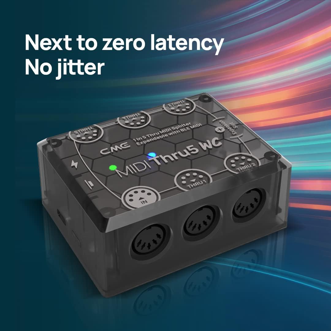 CME MIDI Thru5 WC + 4-Pack 3FT MIDI Cables - 1-in-5-out MIDI Thru box with 4 3FT 5-pin DIN MIDI cables for compact spaces