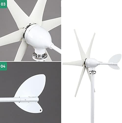 1500W 12V/24V Wind Turbine Generator Kit - Horizontal Axis, MPPT Controller, Six-Blade Design for Efficient Home & Outdoor Power Generation - White, 24V
