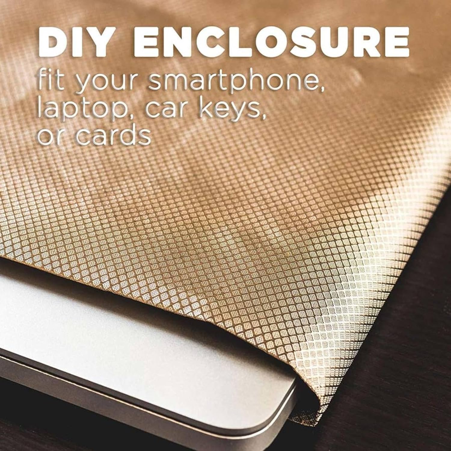 Faraday Cloth EMP Proof for Generators Faraday Cage for Generator Conductive Material Cover for WiFi, Cell, Bluetooth, RFID, Shields RF,gold-9x1.1m