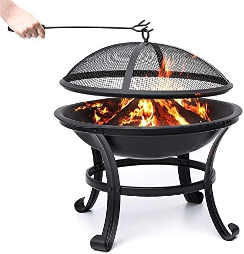 Garden Fire Pit Outdoor Fire Pit .BBQ Grill Outdoor Wood Burning Outdoor Party BBQ Fire Pit Stove Garden Patio Wood Log Barbecue Grill Net Set Cooking Tools Brazier Stove Grill Barbecue Rack