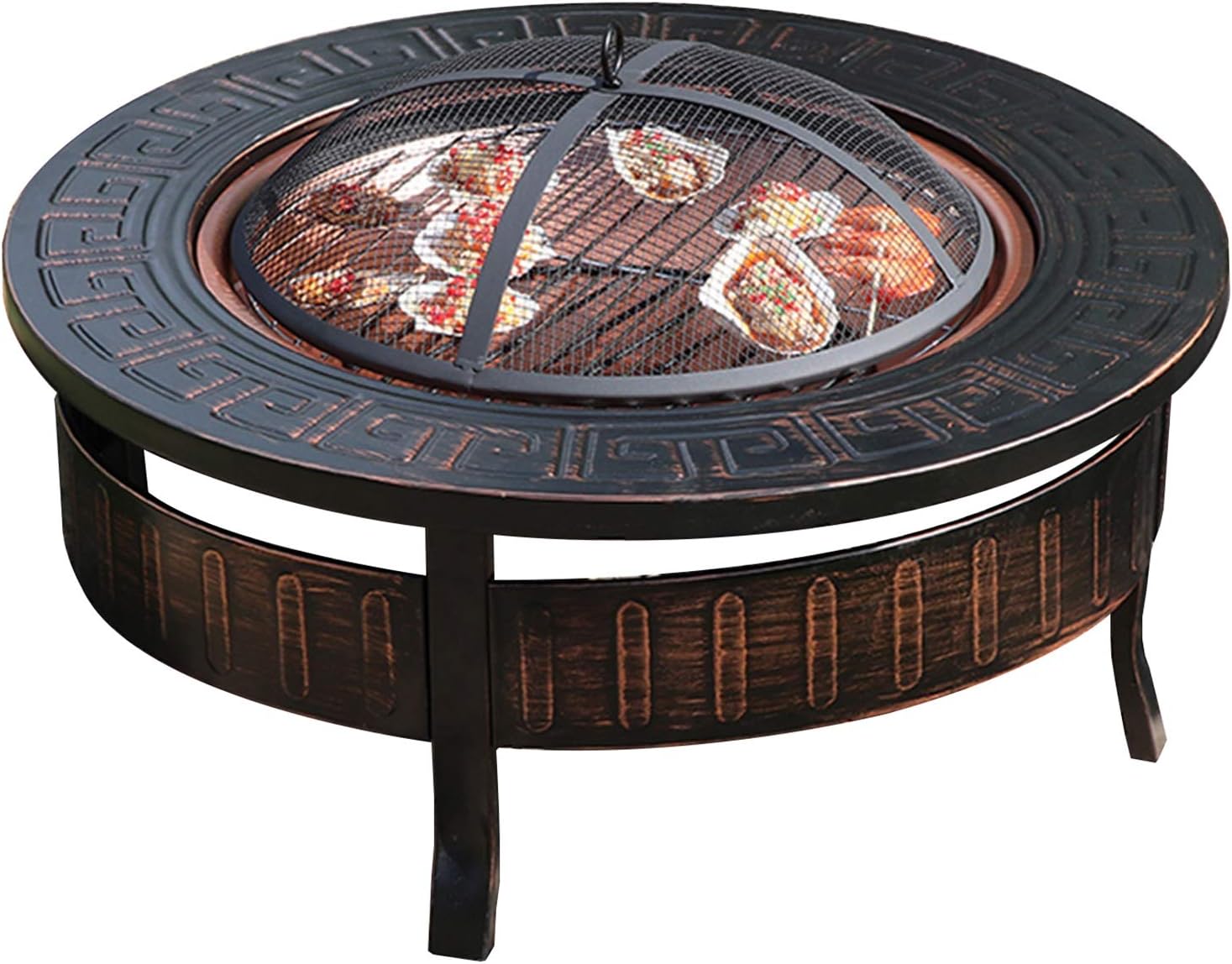 Outdoor Fire Pit Portable Garden Bonfire Pit, Outdoor Heater with Cooking Grill, Wood Burning Fire Pit, 81cm/31.8