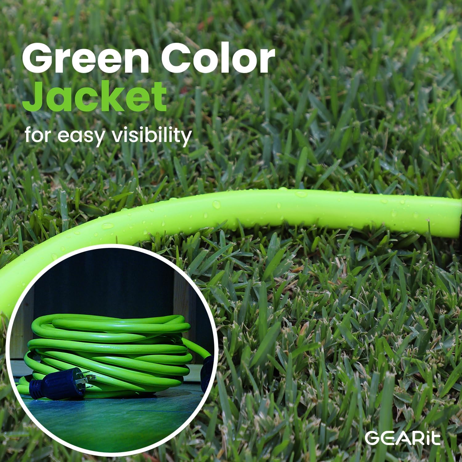 GEARit 30-Amp Generator Extension Cord, 120/250-Volt, 4-Prong, 7500W, NEMA L14-30P/L L14-30R, 10 Gauge SJTW Locking Power Cord for Manual Transfer Switch, Portable Generators, Power, 40 Feet, Green