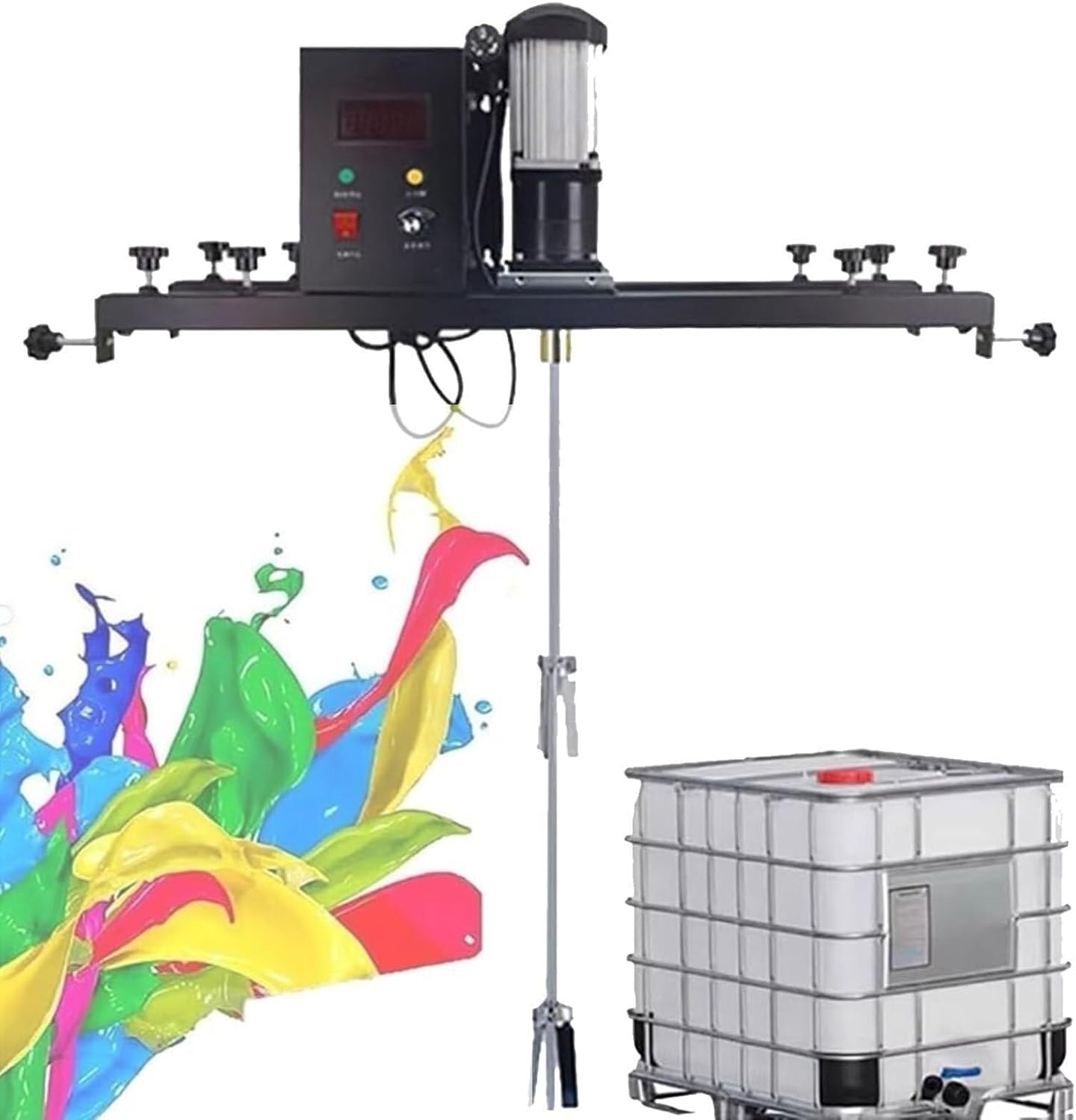 980W Electric Tank Mixer Machine, Paint Mixing Equipment Paint Stirring Machine Bracket Air Agitator with Folding Propeller