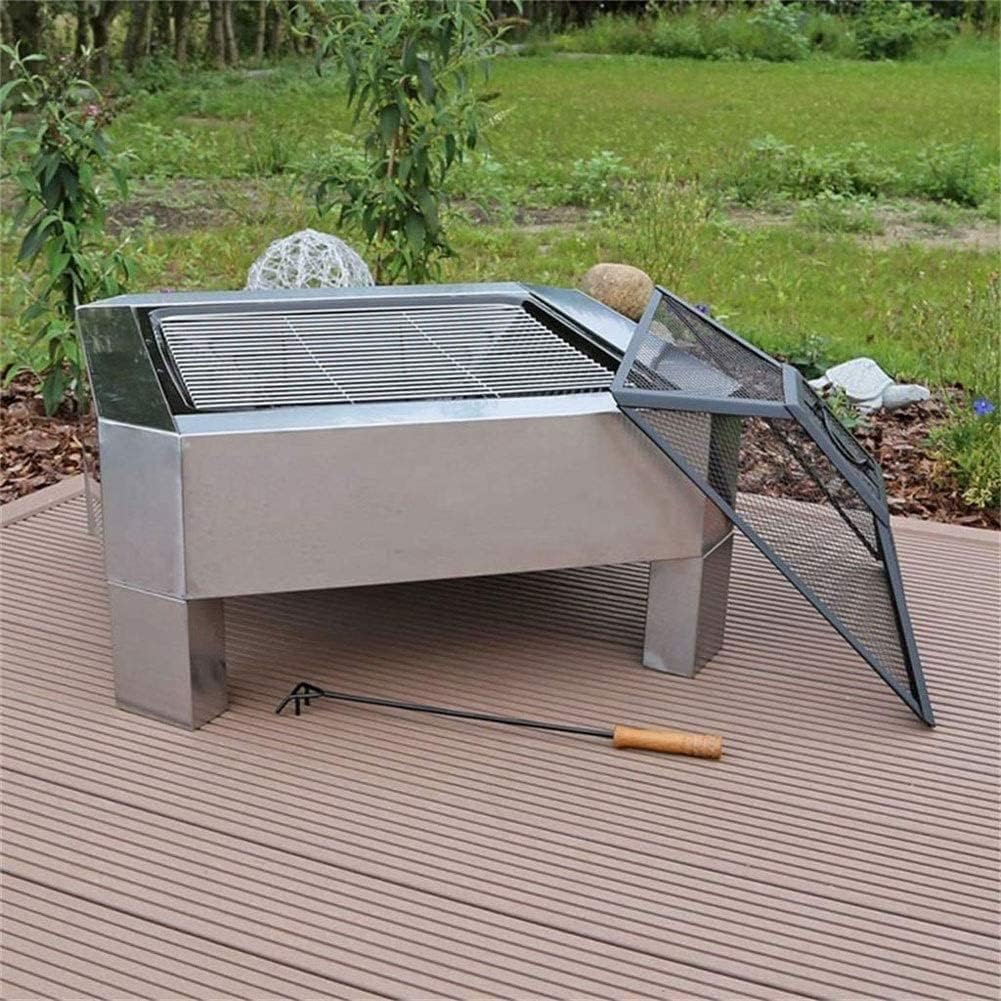 Outdoor Fire Pits Outdoor Wood Burning Firepit Fire Pit Metal Square Firepit Patio Stove Wood Burning Fire Pit Bowl for Backyard Garden Camping with Cover BBQ Cooking for Outside C