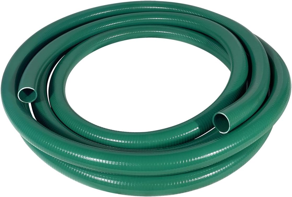 Gloxco Heavy Duty Green PVC Suction Hose for Water Transfer, 65 PSI Max Pressure, 2″ Inside Diameter, 40 ft Length