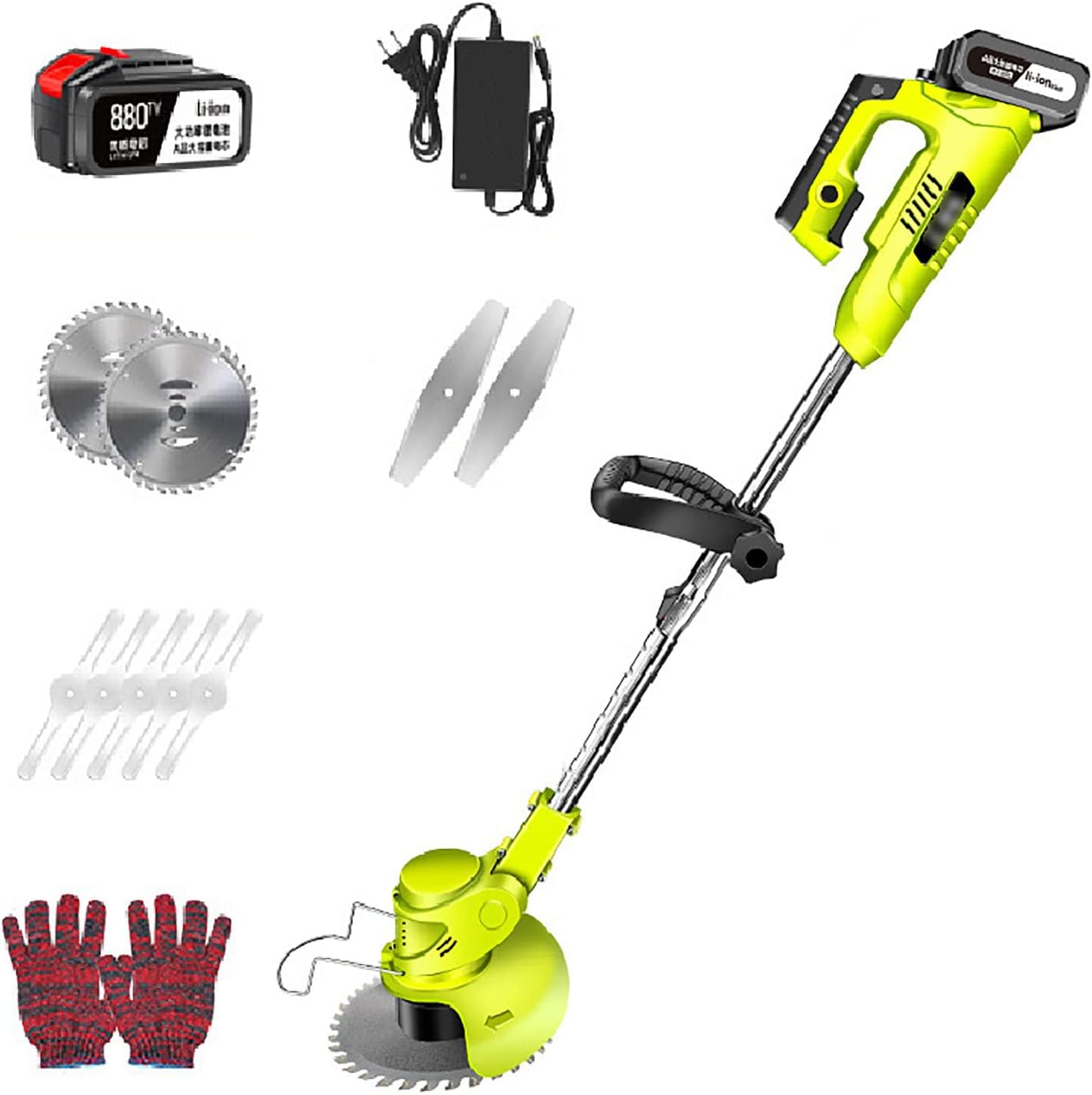 Electric Lawn Mower, Retractable Length with Rotary Weeder 36V/14000mA Wireless Walk-Behind Lawn Mower for Garden Lawn Shrub Trimming