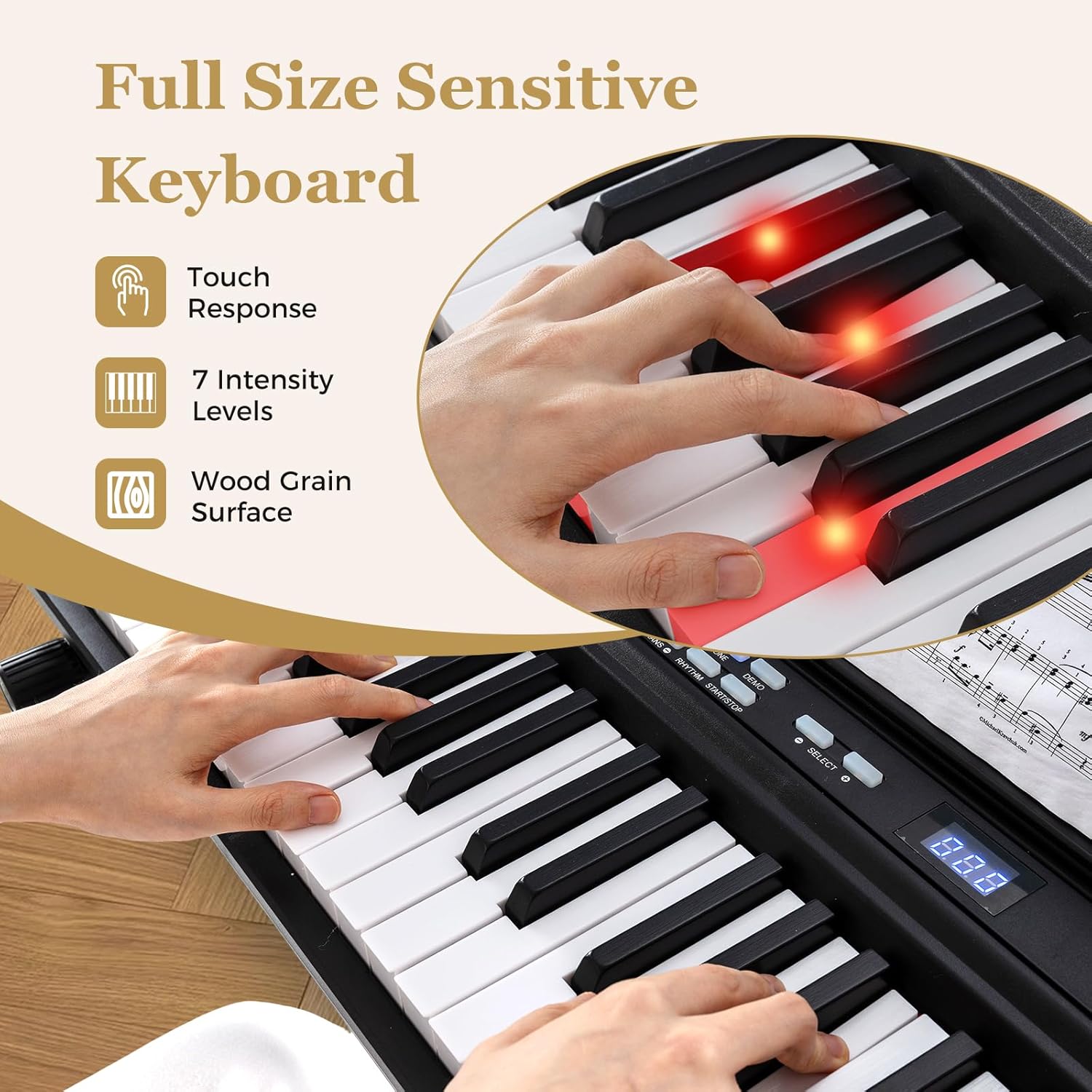 Costzon 88 Key Piano Keyboard, Electric Digital Piano with Stand, Lighted Full Size Sensitive Keys, Headphones, MIDI, Sustain Pedal, Bench, Carrying Case, Portable Keyboard Piano for Beginners (Black)