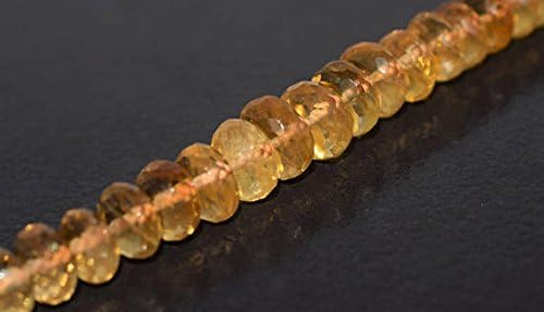 13 inch natural beads strand of 6-8mm faceted rondelle citrine gemstone beads for DIY jewelry - necklace, bracelet, earring, ring.