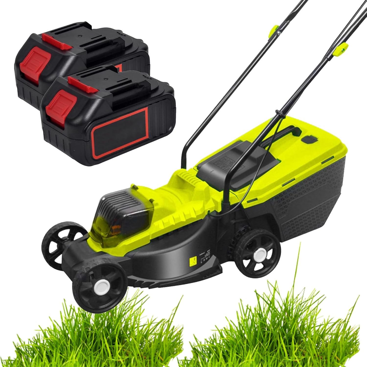 Cordless Push Lawn Mower with 35L Grass Box, 40V Battery Powered Grass Cutting Machine, 3 Adjustable Cutting Heights, 4000mAh Dual Battery