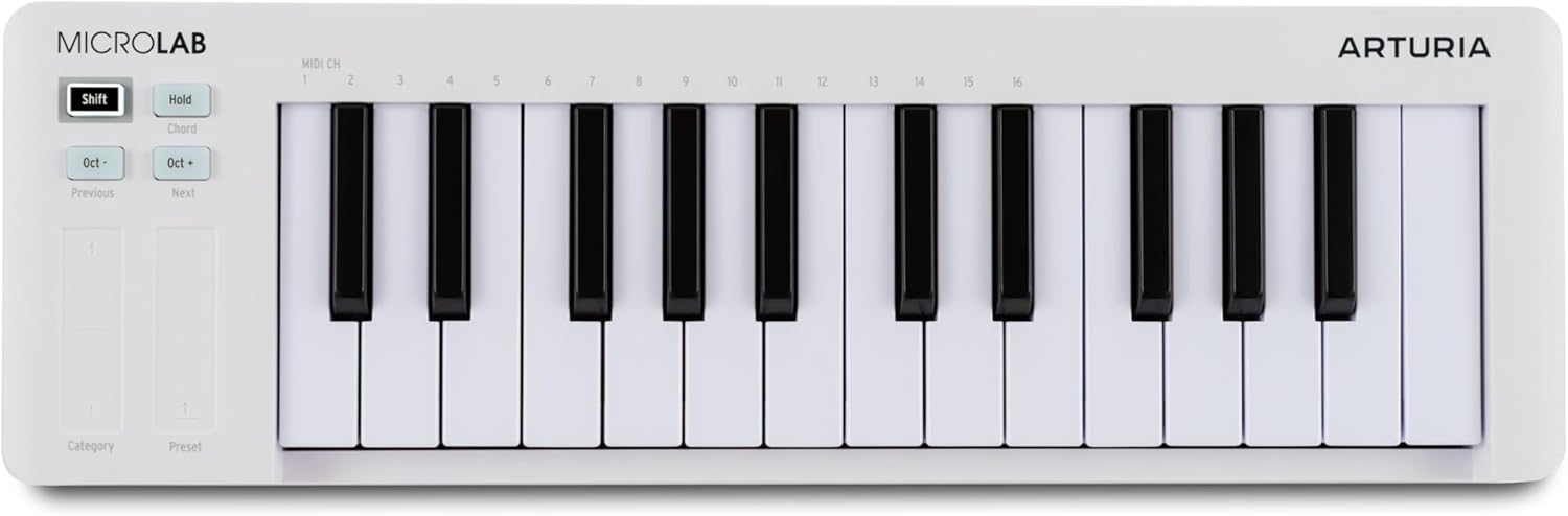 Arturia MicroLab Mk3 - Universal MIDI Controller for Music Production - White