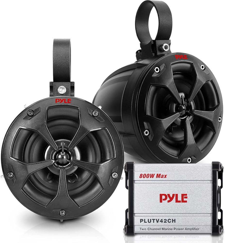 Pyle 800W Marine Speakers with Amplifier - 4