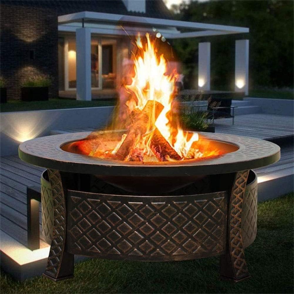 Outdoor Fire Pit Firepit Home Fire Pit - Large Bonfire Wood Burning Patio & Backyard Firepit for Outside with Round Spark Screen