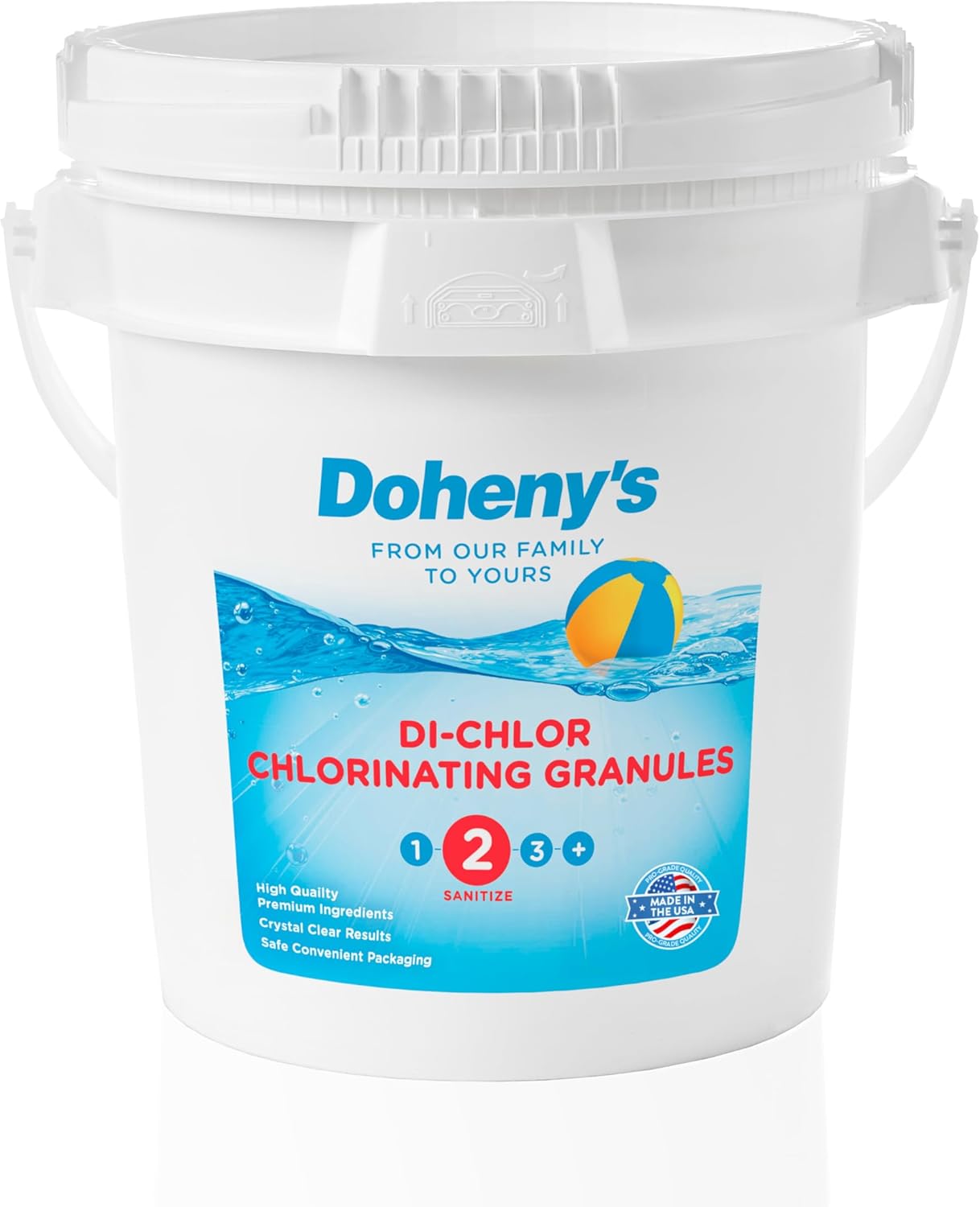 Doheny's Di-Chlor Granular Chlorine | Pro-Grade 3-in-1 Pool Sanitizer, Shock & Algaecide | Fast-Dissolving, Calcium-Free, No Residue | 99.5% Sodium Dichlor with 56% Stabilized Chlorine | 10lb Bucket