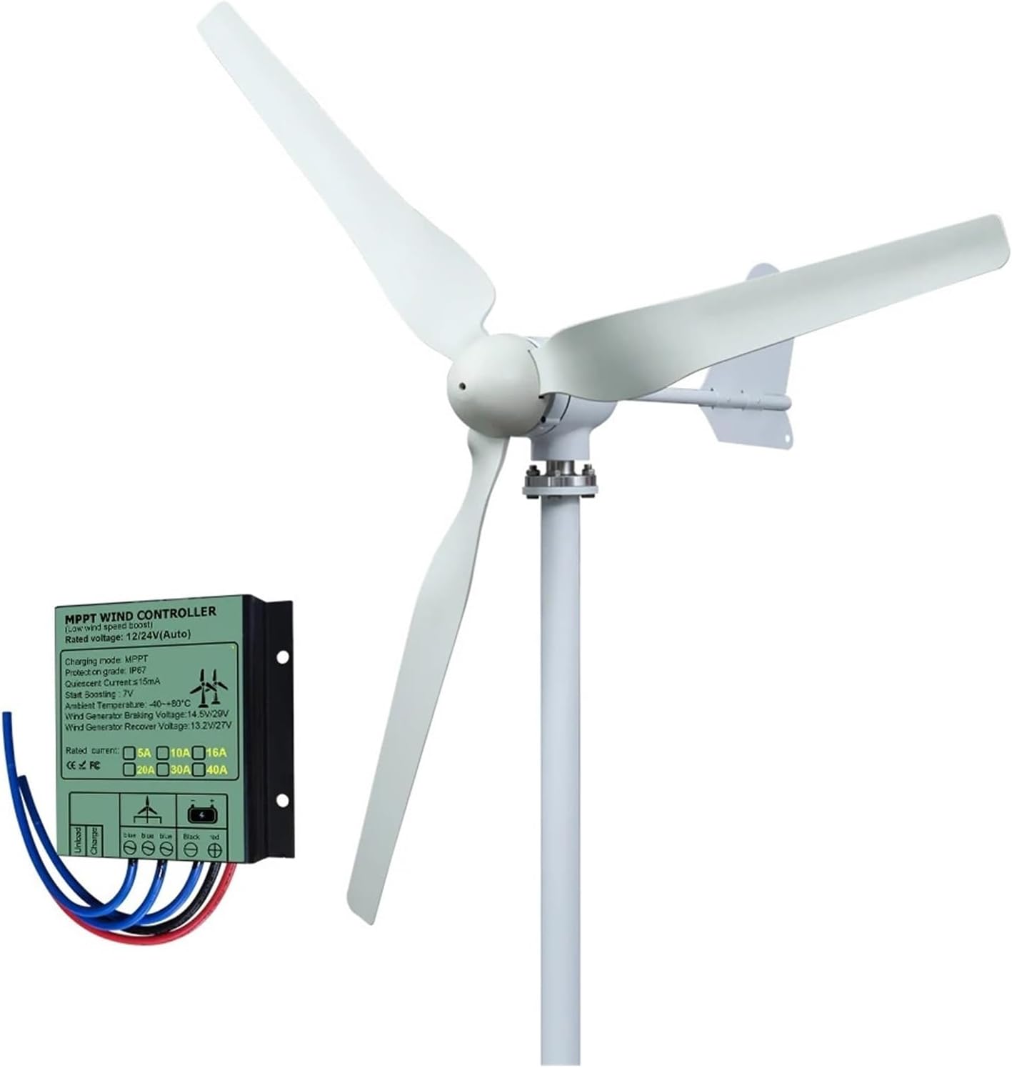 3KW 5KW Horizontal Wind Turbine Generators with Low Speed and Low Noise with Controller for Home Street Lighting Low Starting Speed for Home(5KW Hybrid Control,48V)