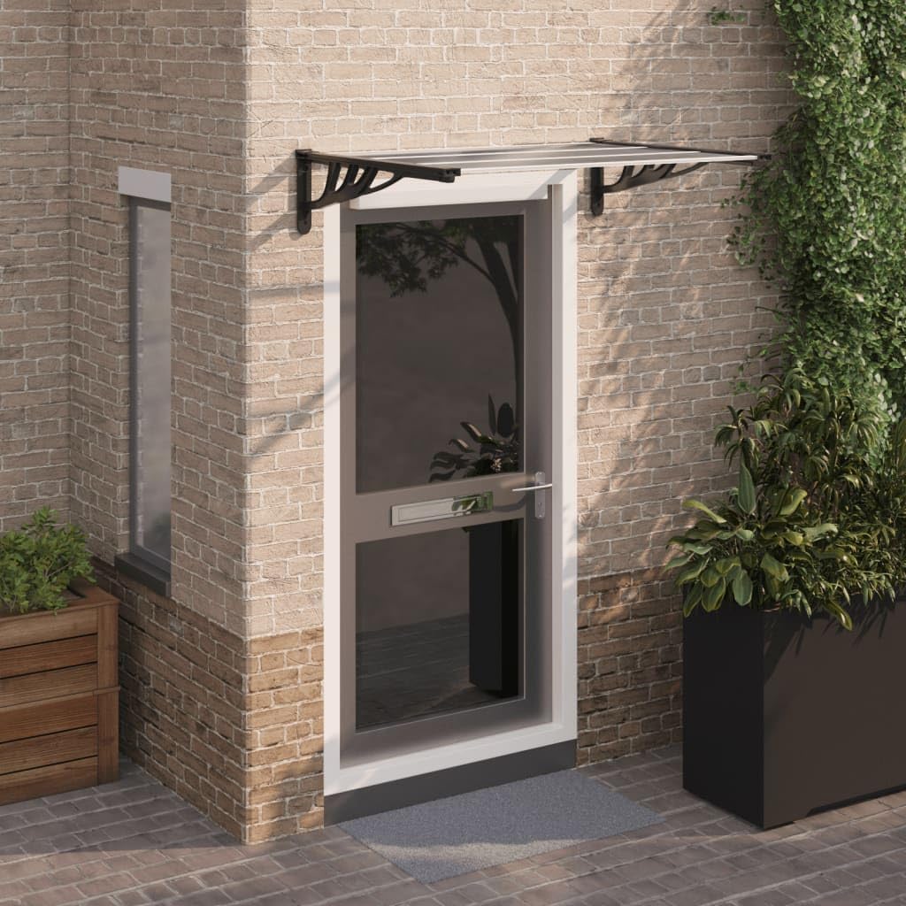 Door Canopy Black and Transparent 48