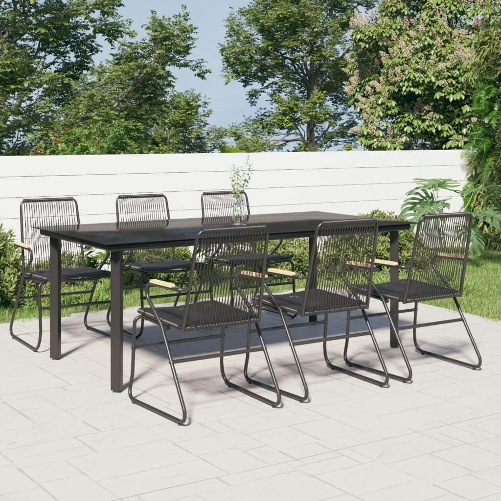 Furniture Sets 7 Piece Patio Dining Set Black PVC Rattan,Patio Dining Set with Durable PVC Rattan and Sturdy Frame for Outdoor Enjoyment Garden Conversation Sets