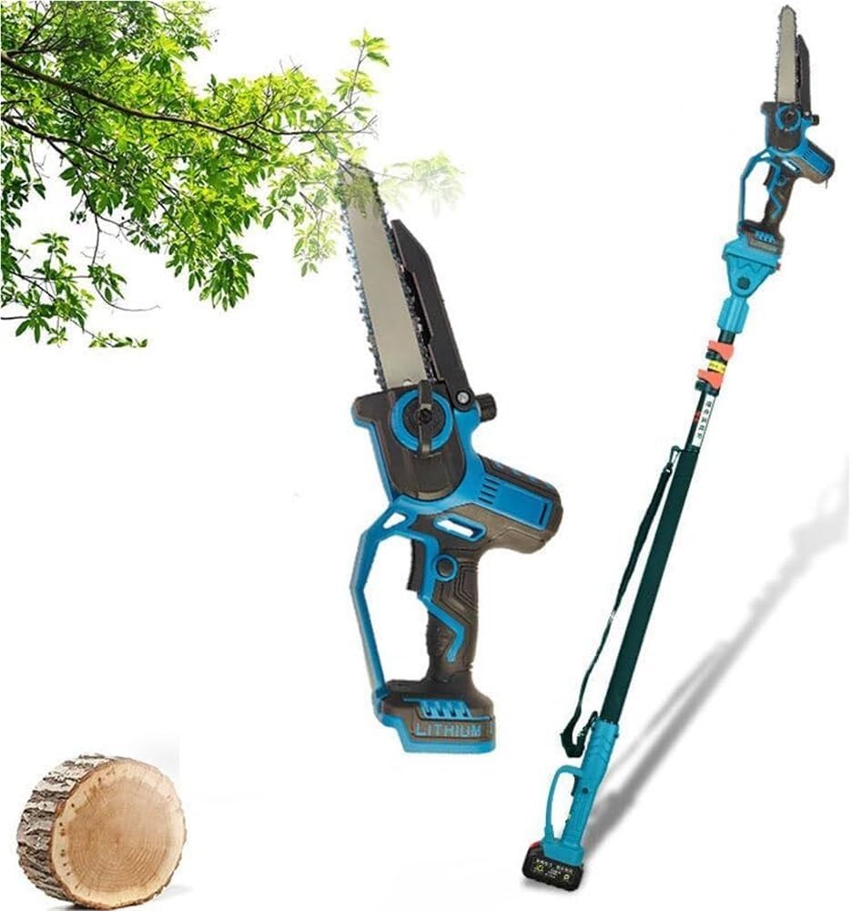 Brushless Electric Pole Saw,2 in 1 Cordless Pole Saw and Mini Chainsaw, Extendable Battery Pole Saws,21V Pole Saw Battery Powered, with 2 x 2.0Ah Battery, for Tree Trimming
