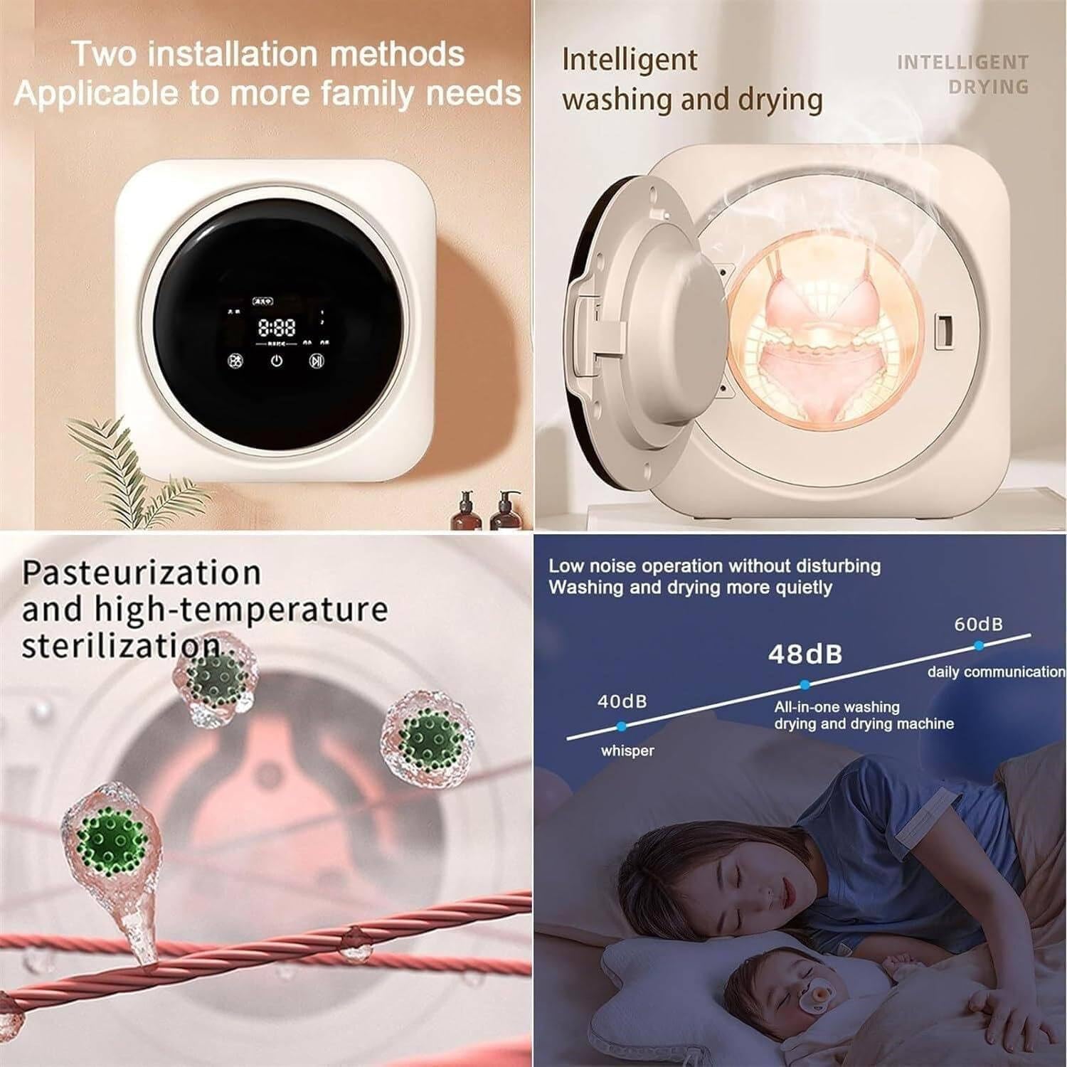 3.5L Portable Washing Machine,Mini Washing Machine,Wall Mounted Drum Washing Machine, for Apartments, Camping, Travel,Desktop