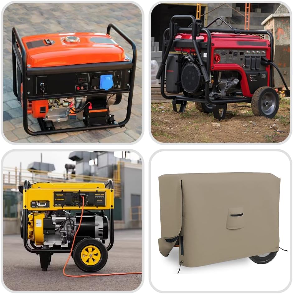 Covers & all Outdoor Generator Cover, 12 Oz Waterproof UV & Weather Resistant, Universal Portable Equipment Machinery Storage Protector with Air Vents Velcro & Drawstrings (38