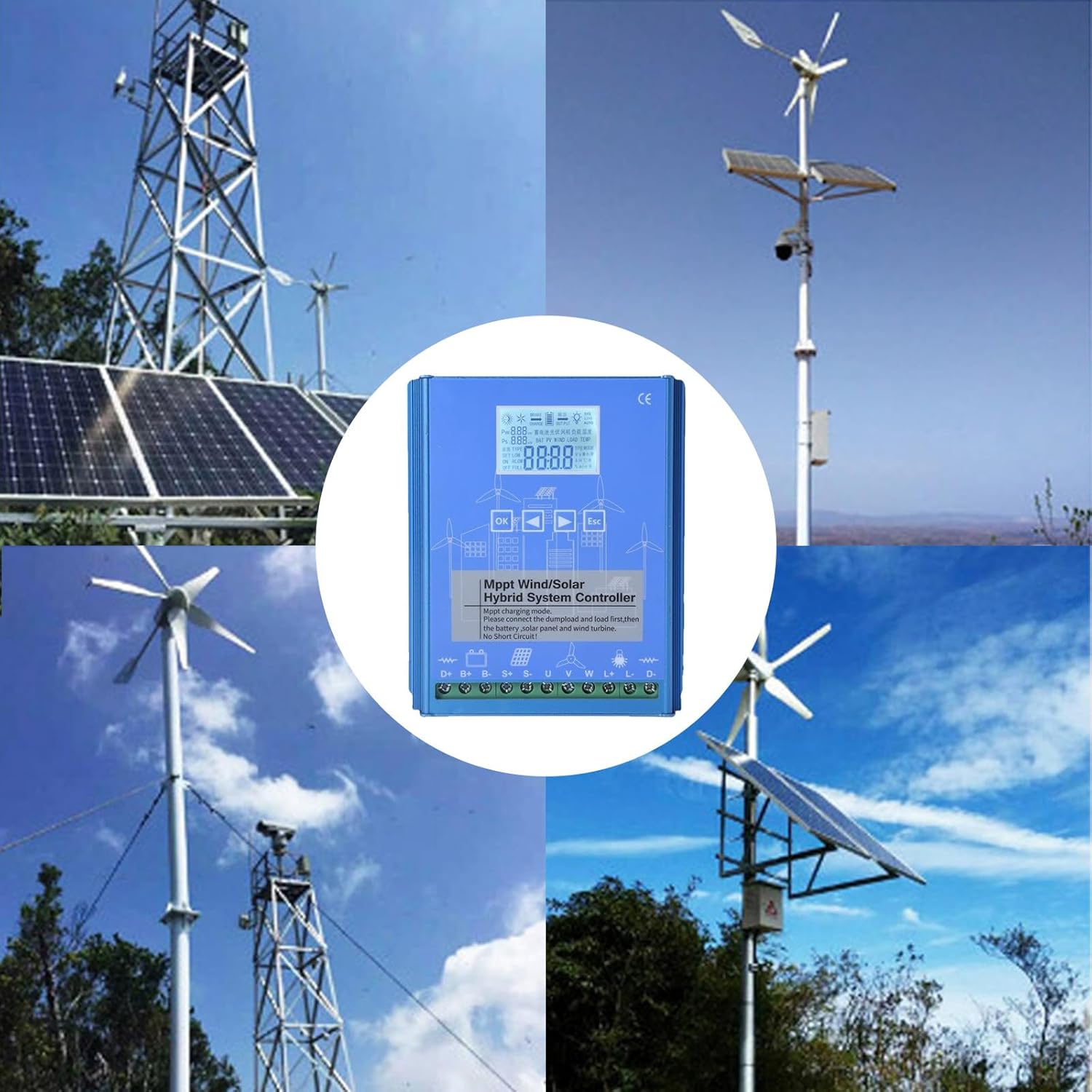 Wind Solar Hybrid Charge Controller, 18000W Wind Solar Charge Controller, 12V/24V 24V/48V Automatic Identification Off Grid Controller Boost MPPT 24V/48V