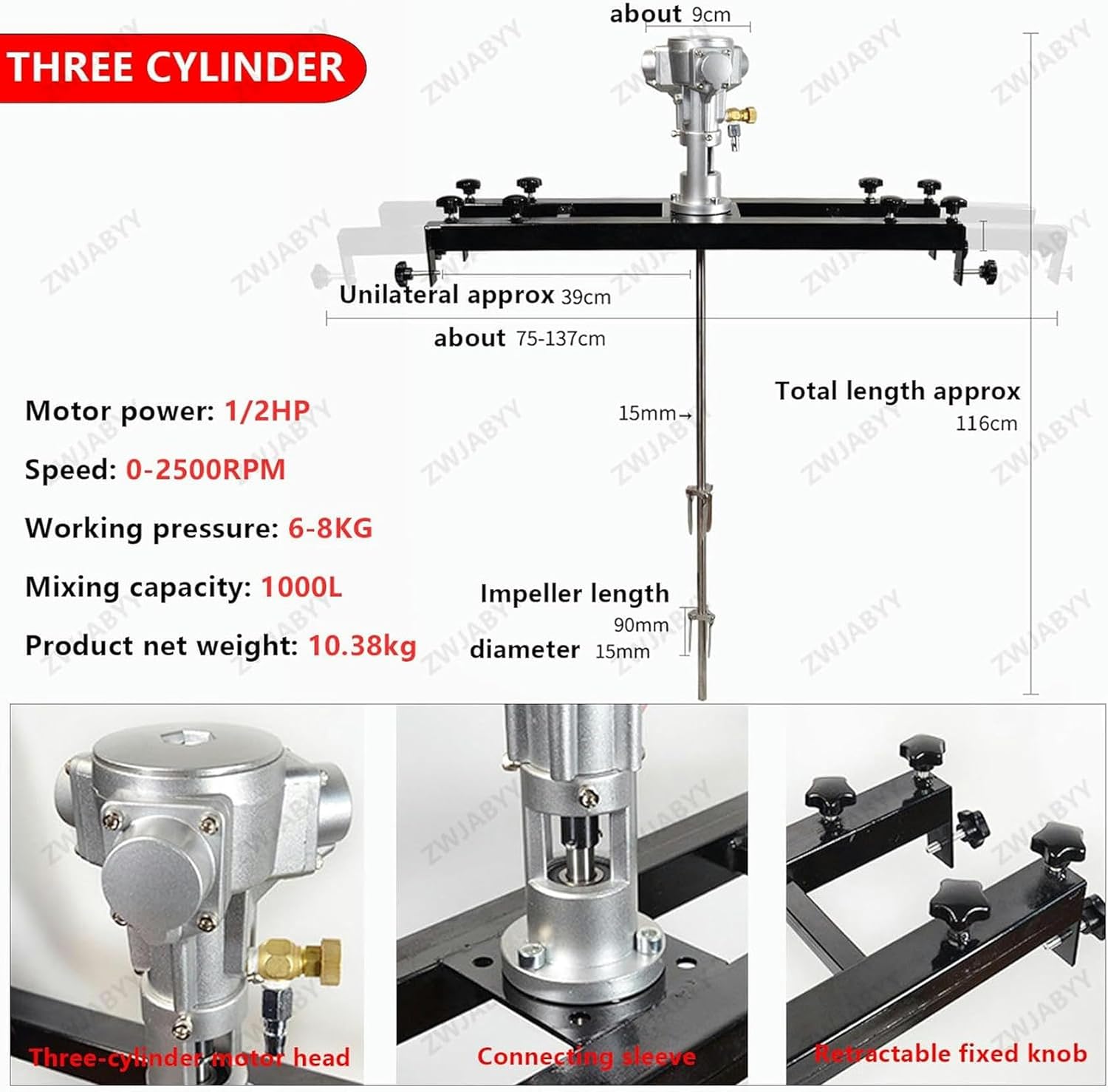 Pneumatic Paint Mixer Paint Stirring Machine, Air Agitator, Pneumatic Bracket Mixer, Agitator Paint Mix Tool, Commercial Pneumatic Mixer~/