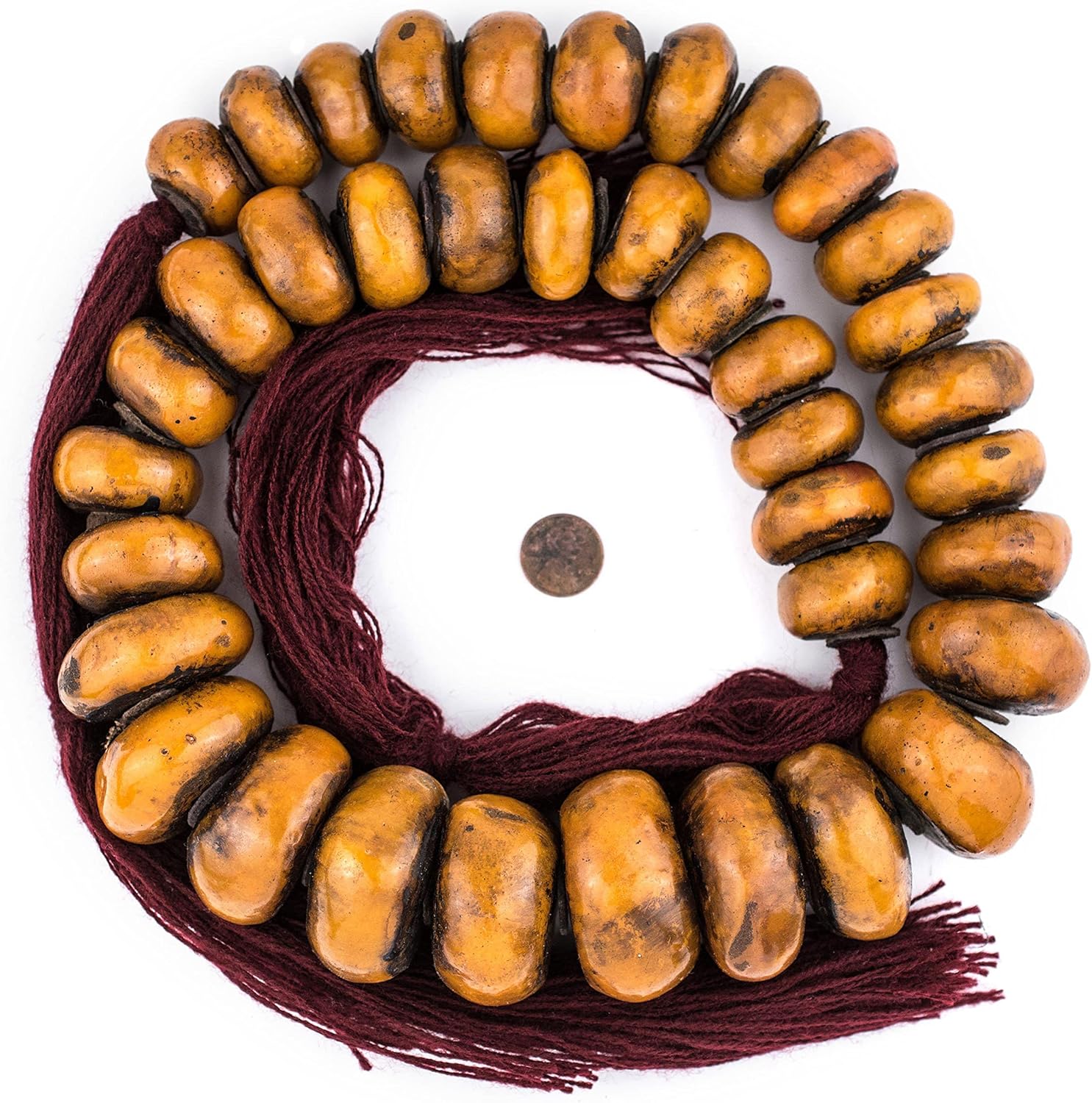 The Bead Chest Honey Moroccan Resin Beads Extra Large 37mm Morocco African Orange Round Large Hole 38 Inch Strand Handmade