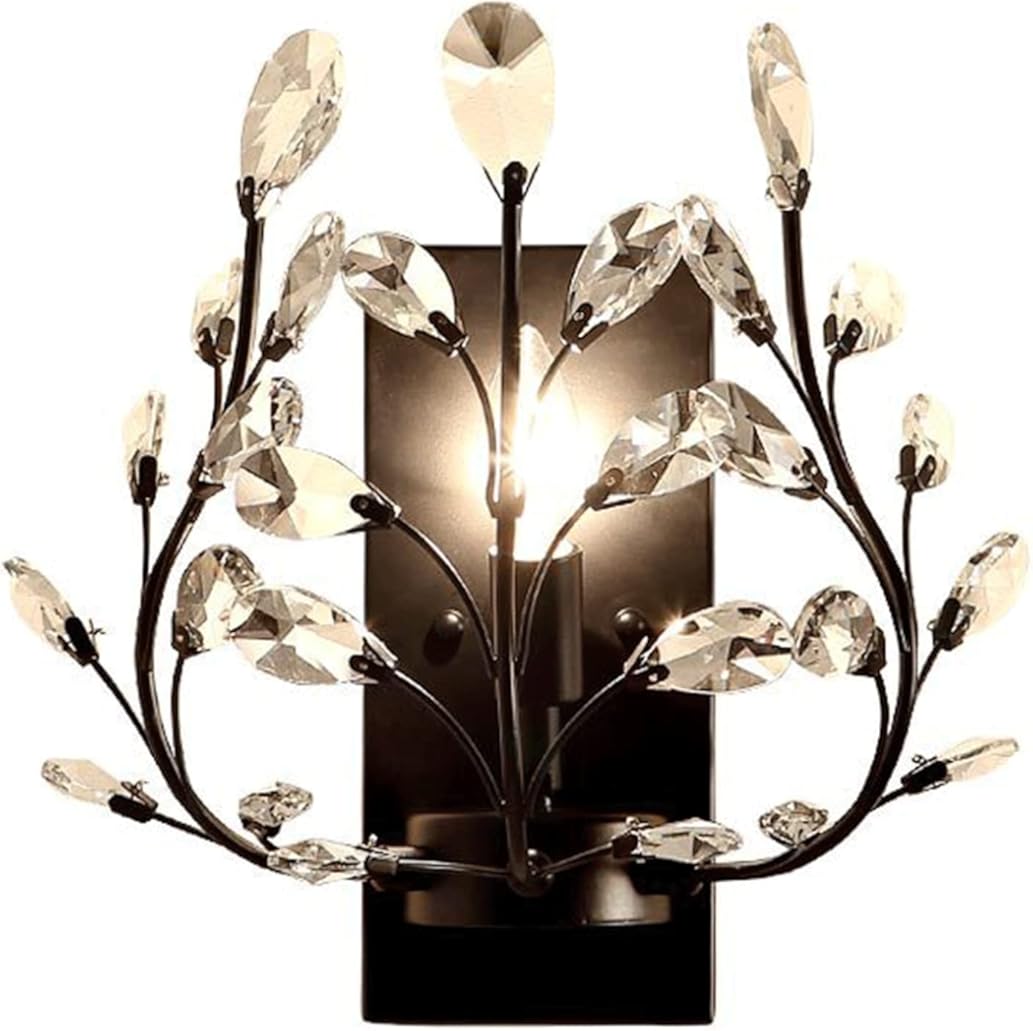 Wall Sconces Indoor Wall Light Fixtures Flower Branch Crystal Wall Sconce Lamp, American Style Wall light, Wall Mounted Lighting Fixture for Aisle Mirror Living Room Bedroom Bathroom Modern Wall Light