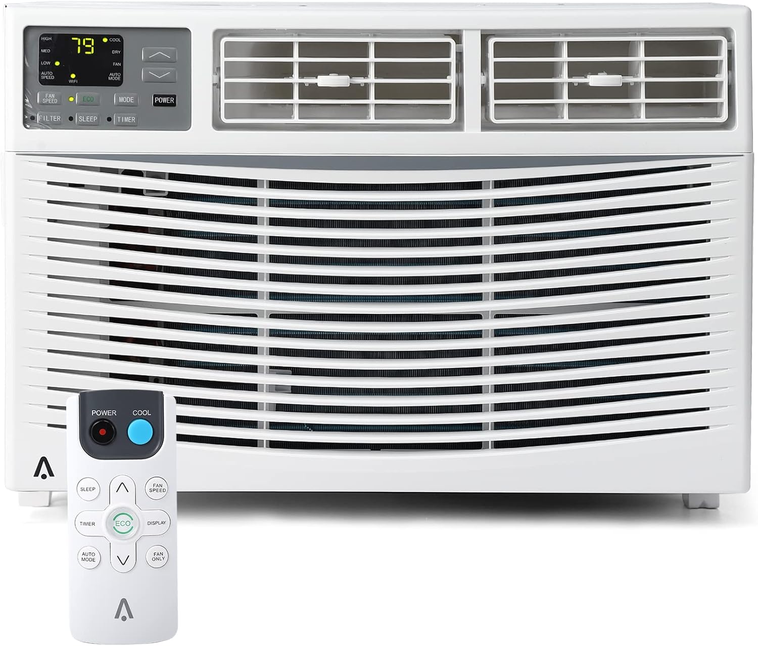 8,000 BTU Window Air Conditioner, AC Unit Cools Up to 350 Sq. Ft., Eco Mode, Remote Control, Quiet Operation, 3 Fan Speeds, Auto Restart, Bedroom