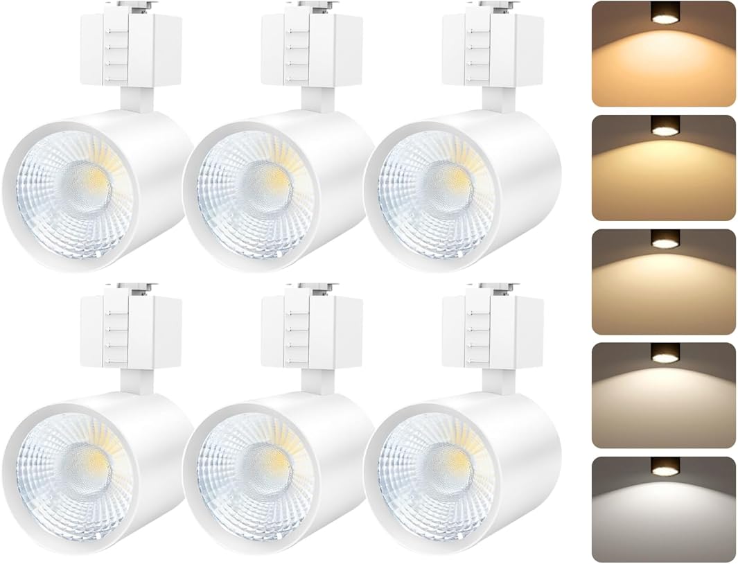 FLSNT LED Track Light Head 10W, 60W Equivalent, 2-Wire Juno Compatible, 5CCT Adjustable (2700K, 3000K, 3500K, 4000K, 5000K,), 800 Lumens, CRI90, Dimmable, 120V Spotlight for Ceiling, Accent