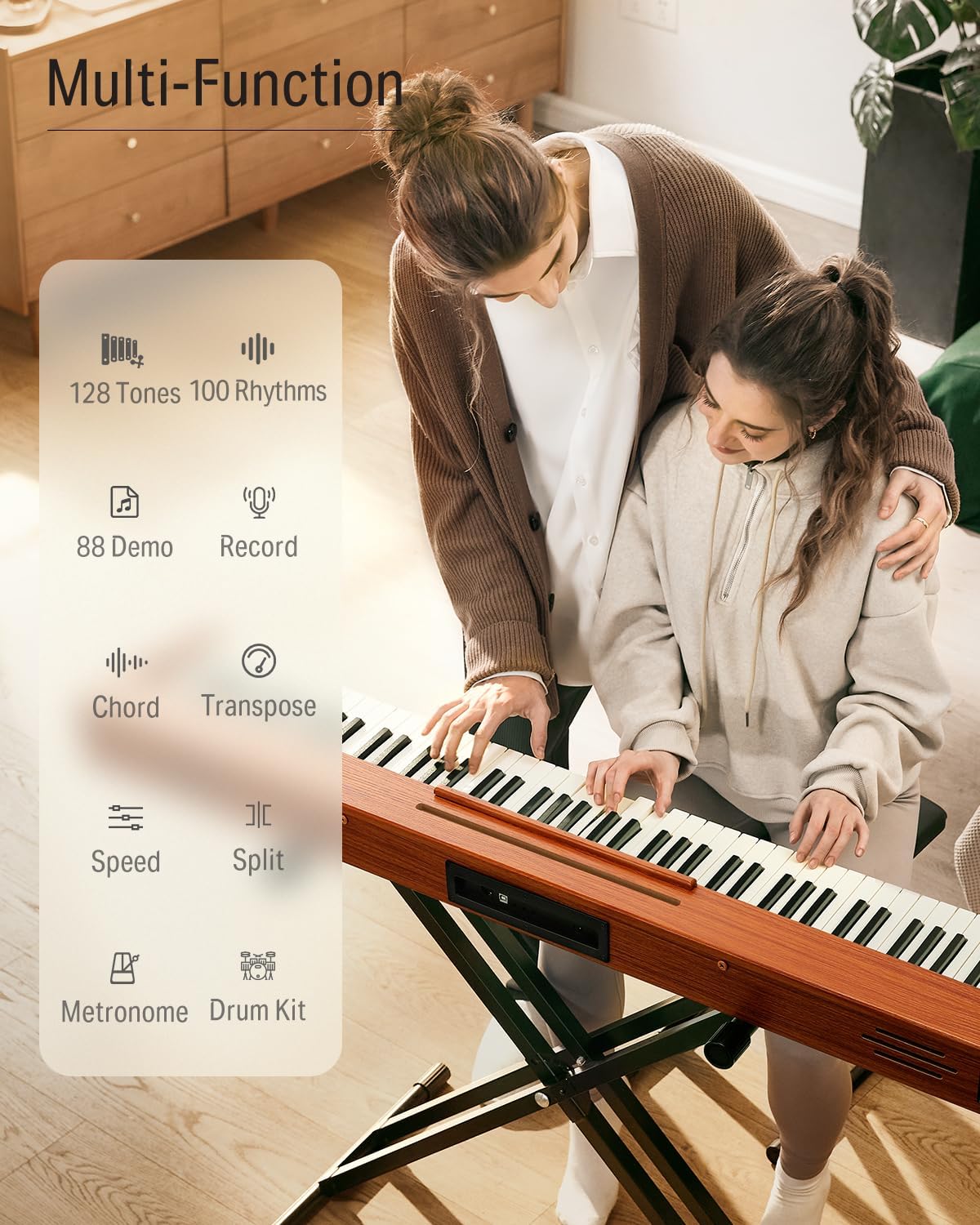 Donner DEP-1S Piano Keyboard 88 Keys+Donner Piano Bench with Storage