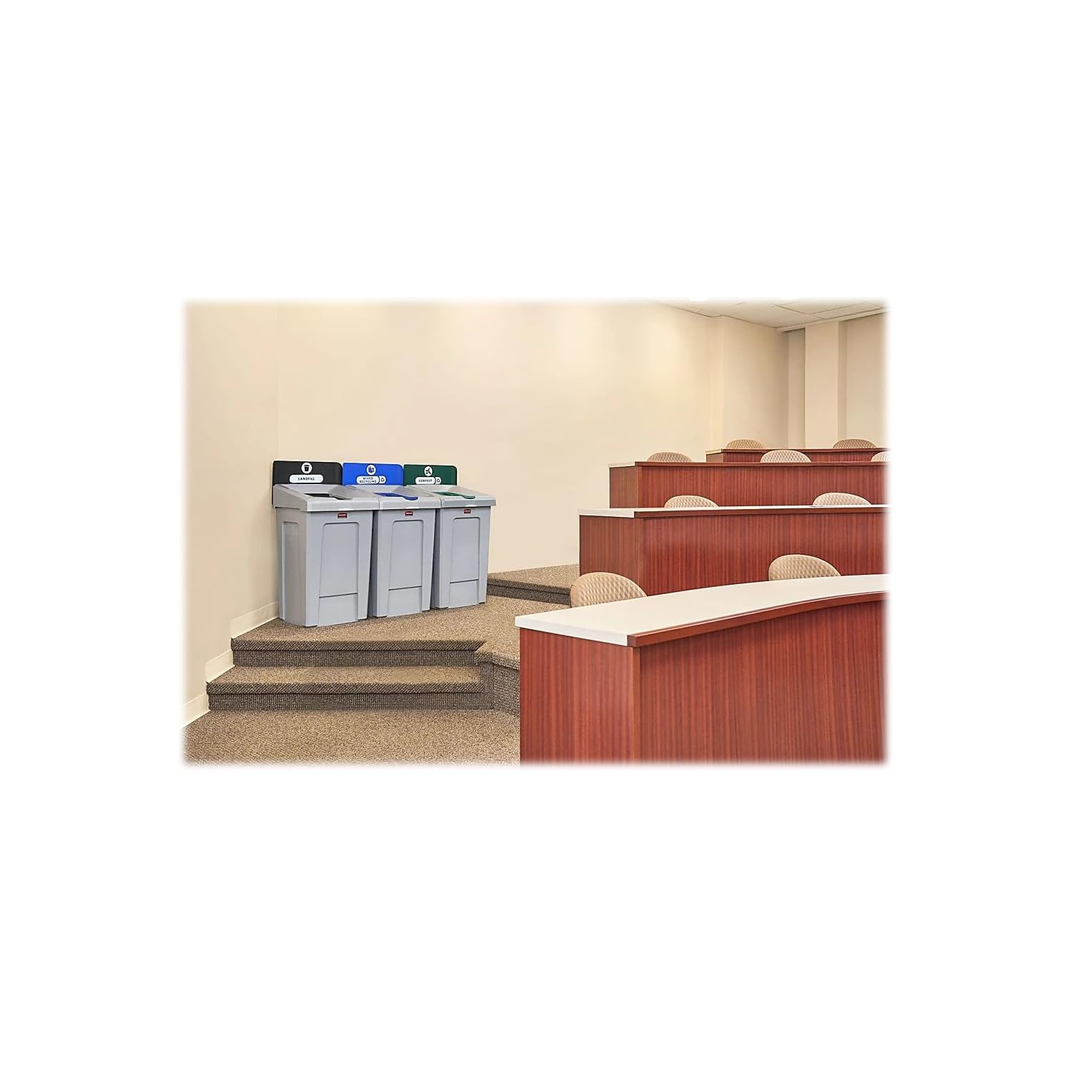 Rubbermaid Commercial Products SLIM JIM Recycling Station 1-Stream Compost Bin/Can/Kit/Station, 33 GAL, for Kitchens/Classrooms/Offices/Back of House/Higher Education/Commercial Facilities