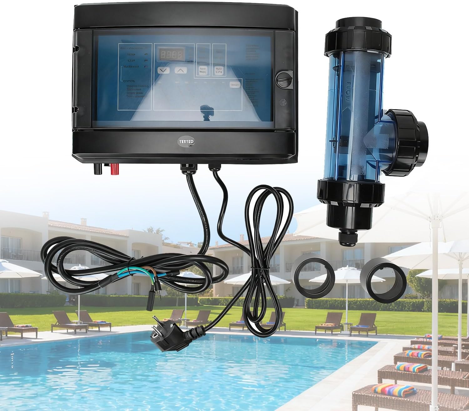 Self-Cleaning Salt Chlorine Generator for Swimming Pool,Hot Spring Salt Machine Sterilization Equipment,for Home Pool Commercial Swimming Pool, spa X50CL