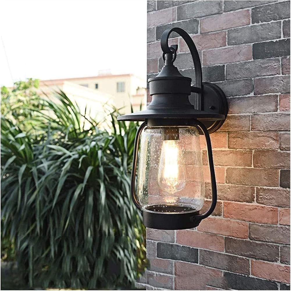 Modern Outdoor Courtyard Garden Glass Wall Light with Raindrops Wall-Mounted Exterior Balcony Wall Sconce Exterior Retro Industrial Outhouse Lamp Glass E27 Vision