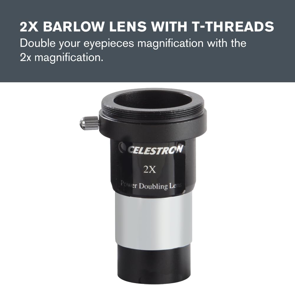 Celestron AstroMaster 8-Piece Eyepiece & Filter Accessory Kit - Includes Two 1.25” Eyepieces, 2X Barlow Lens, Three Filters, Cleaning Cloth and Hard Case Black