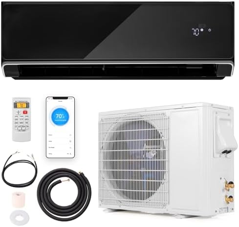 DORTALA 22000 BTU Mini Split Air Conditioner & Heater, Wifi Enabled 21 SEER2 208-230V Pre-Charged Inverter Heat Pump System, Wall Mounted Ductless AC Unit with Control & Installation Kit, Black