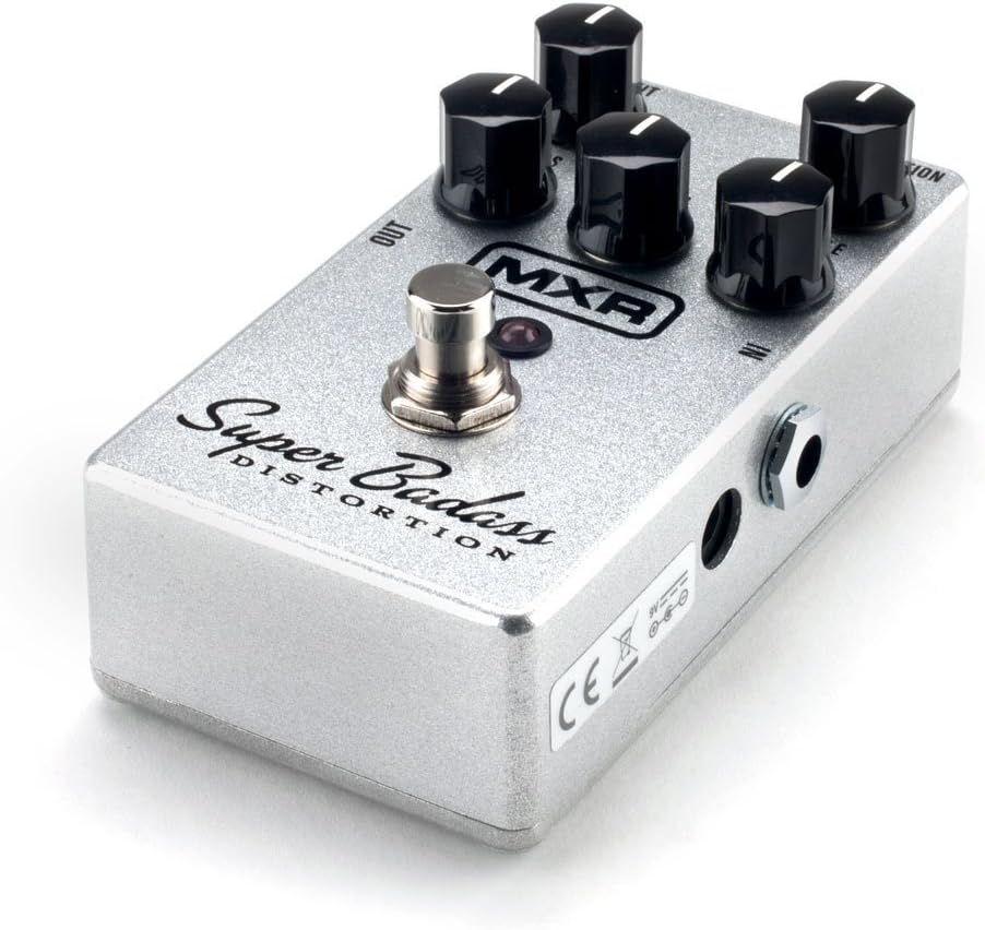 MXR M75 Super Badass Distortion Guitar Effects Pedal with Power Supply, 2 Patch Cables, and 6 Dunlop Picks
